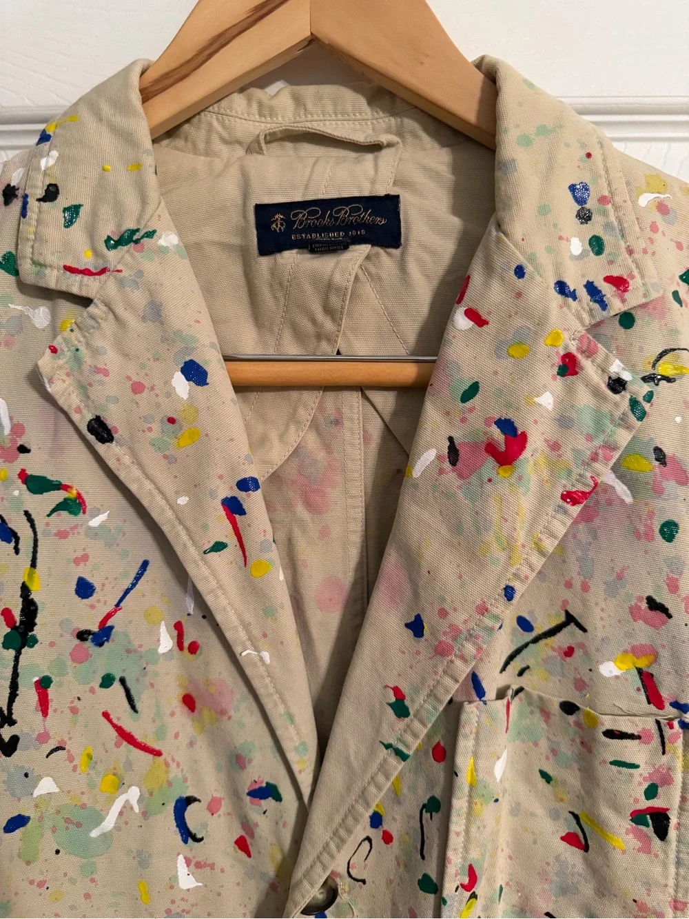 Brooks Brothers Beige Paint-Splatter Casual Blazer M